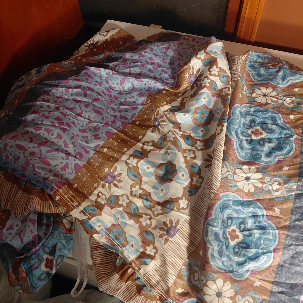Floral Pattern Furniture Cover - Blue and Brown